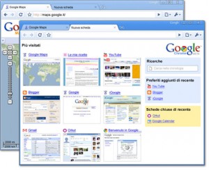 Screenshot del nuovo browser firmato Google